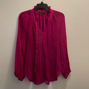 Pleated tie blouse